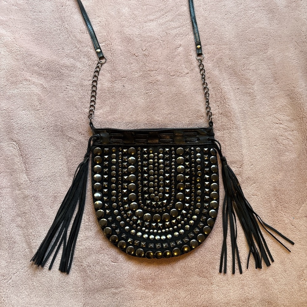 Studded Fringe Crossbody Bag